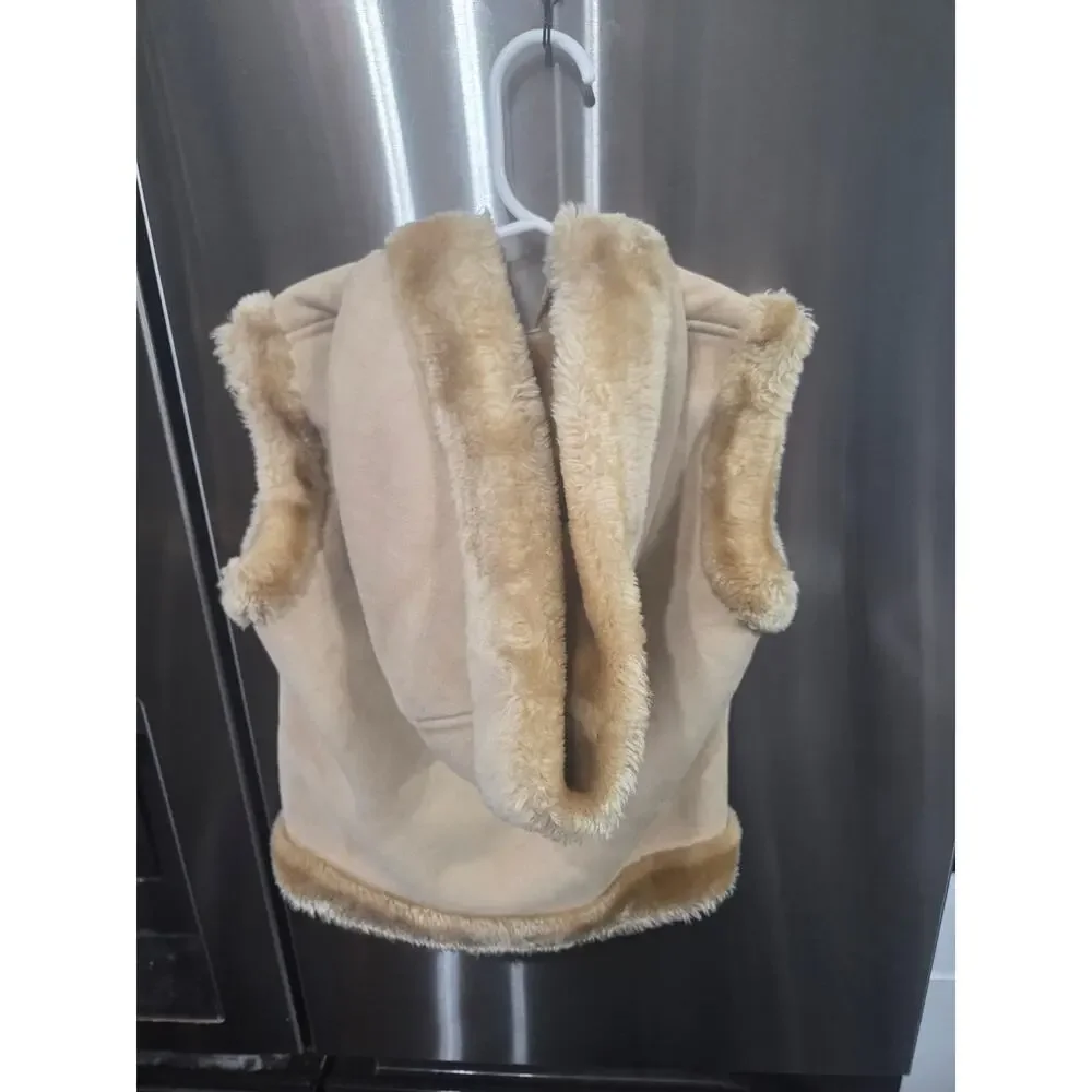 Beige Fur Lined Hooded Vest - Nicholas & Bears - 4T